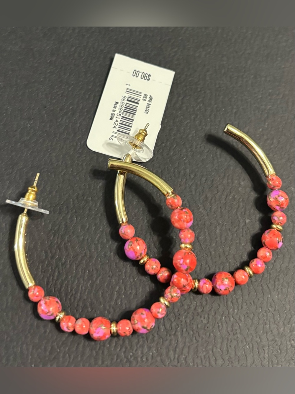 Kendra Scott Red Fushia Magnesite Beaded Hoops - Picture 3 of 9